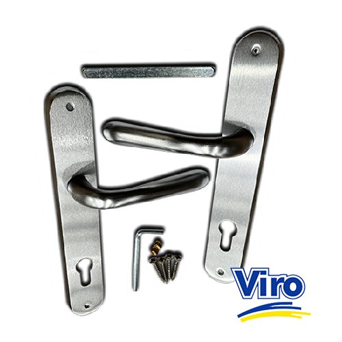 [FK262] Viro Aluminium Swing Gate Lever Handle Euro Lock Set - Satin Chrome Finished