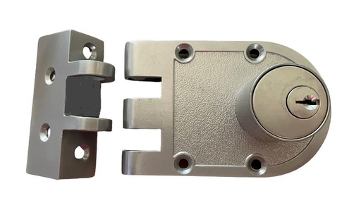 [FK820] Double Cylinder Sliding Gate Lock  with Vertical locking Bolt and striker plate in satin chrome plate finish