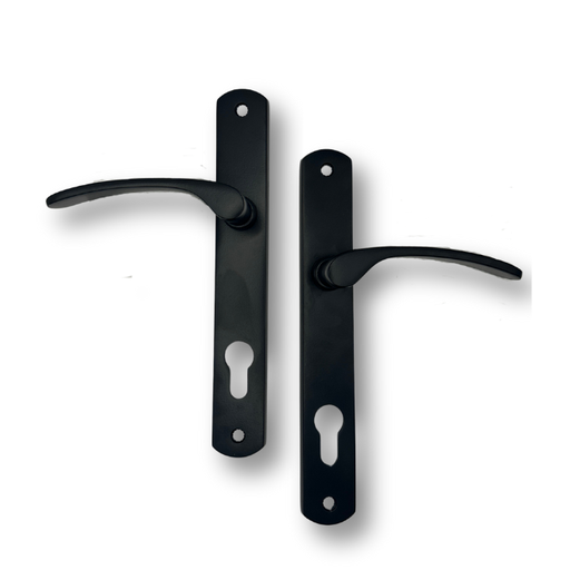 [MKLH102] Insert Mortice Lock Handle Set - Euro, Aluminium in Matt Black - Pair