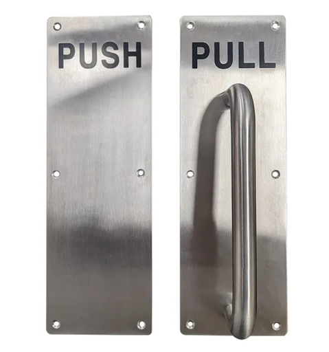 [MKLH026] Gate Handle - Push / Pull Handle - Stainless Steel in Bright Chrome Silver - Pair